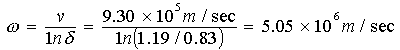=v/ln=5.05x10^6m/sec